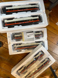 MTH 30-67198, 30-67199, 8607 New Haven Passenger RailKing 7-Car Streamlined Passenger Set Rare Red Letters O Scale Like New