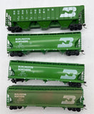 HO Scale HO2507 Set of 4 Burlington Northern BN Hoppers Assorted Some Weathered As Is Kadee Couplers Used Excellent No Box