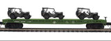 MTH Premier 20-92355C U.S. Army Flat Car #609134 w(3) Willys Transport Vehicles O SCALE NEW