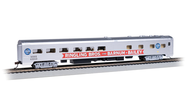Bachmann  14808 Ringling Bros Barnum & Bailey 85' Smooth-Side Dining Pie Car With Lighted Interior Blue unit 63010 HO SCALE