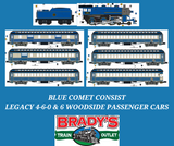 Brady's Train Outlet Custom Run Lionel 2431950 Legacy Central New Jersey Blue Comet 4-6-0 #168 with 6 Woodside Passenger Cars O Scale Limited
