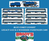 Brady's Train Outlet Custom Run Lionel 2431950 Legacy Central New Jersey Blue Comet 4-6-0 #168 with 6 Woodside Passenger Cars Preorder Limited