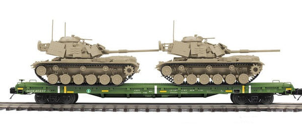 MTH Premier 20-92285 U.S. Army 60' Flatcar w/ 2 M60 Tanks Desert color
