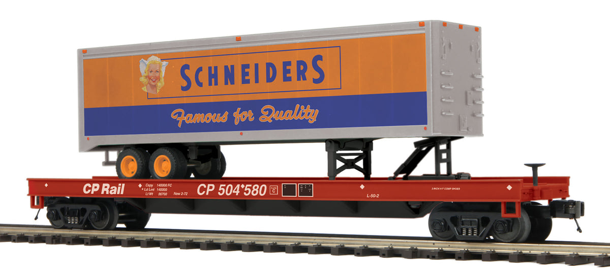 Wagon MTH Flat Car Avec Remorque 40′ – Florida East Coast – Échelle O 3 Rails