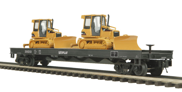 MTH Premier 20-98497 Caterpillar Flatcar w/(2) D5G XL Track-Type Tractor (#2004D5G) O-Scale