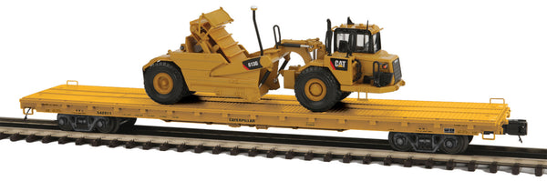 MTH Premier 20-98790 Caterpillar 60' Flatcar w/(1) Cat 613G Wheel Tractor Scraper (#542045) O-Scale