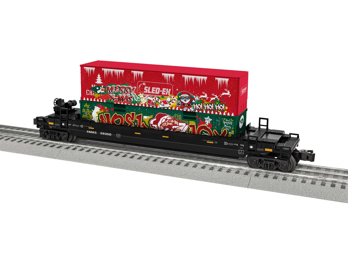 Lionel 2328350 Christmas Graffiti Maxi-Stack w/ Container Load O SCALE