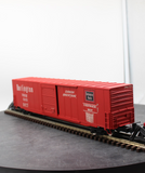 Atlas 7530 ACF 60' S.D. BURLINGTON DECORATED AUTO PARTS BOX CAR 2 rail O SCALE WEATHERED / CUSTOM decorated AS IS Used Damaged Box