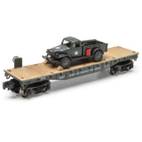 Menards 279-9433 Army Flatcar with 1947 Power Wagon   O SCALE NEW