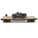 Menards 279-9433 Army Flatcar with 1947 Power Wagon   O SCALE NEW