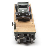 Menards 279-9433 Army Flatcar with 1947 Power Wagon   O SCALE NEW