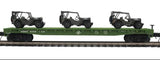 MTH Premier 20-92355C U.S. Army Flat Car #609134 w(3) Willys Transport Vehicles O SCALE NEW
