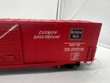 Atlas 7550 ATLAS BURLINGTON DECORATED ACF 60' D.D. AUTO PARTS BOX CAR 2 rail O SCALE WEATHERED (custom decorated) AS IS Used