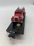 MTH New York Central Tinplate flatcar with fire truck O SCALE Like New No Box