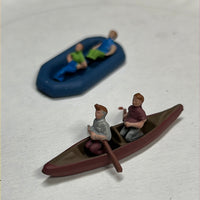 HO Scale figure pack Floating trip canoe and raft