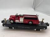 MTH New York Central Tinplate flatcar with fire truck O SCALE Like New No Box
