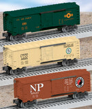 Lionel 6-39273 #6464 BOXCAR 3-PACK NORTHERN PACIFIC, LILY-TULIP, US AIR FORCE O SCALE NEW