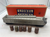LIONEL POSTWAR 3562-25 ATSF OPERATING BARREL CAR (GRAY) W 6 BARRELS- MISSING FIGURE AND BIN-- AS IS-- O SCALE Used Excellent