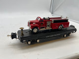 MTH New York Central Tinplate flatcar with fire truck O SCALE Like New No Box