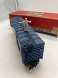 LIONEL POSTWAR 3424 BLUE WABASH BOXCAR OPERATING BRAKEMAN W/ FIGURE O SCALE Used as is Excellent Damaged Box