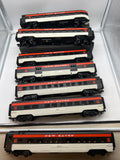 MTH 30-67198, 30-67199, 8607 New Haven Passenger RailKing 7-Car Streamlined Passenger Set Rare Red Letters O Scale Like New