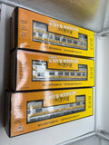 MTH 33-6029, 33-6030, 33-6031 Santa Fe O-27 Streamlined Coach, Combine, and Full-Length Vista Dome Car Set (Set of 3 Passenger Cars) O Scale Like New