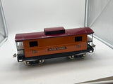 MTH Tinplate 10-2043 200 Series Std. Gauge Caboose - Orange & Maroon w/Brass. STANDARD GAUGE Like New