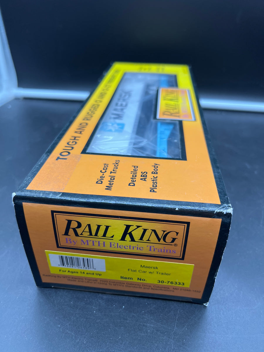 MTH Railking 30-76333 Maersk Flat Car w/ Trailer - Maersk Intermodal O