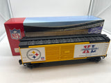 MTH Railking 30-74366 NFL - Pittsburgh Steelers - Super Bowl RailKing 40' Double Door Box Car O SCALE Like New