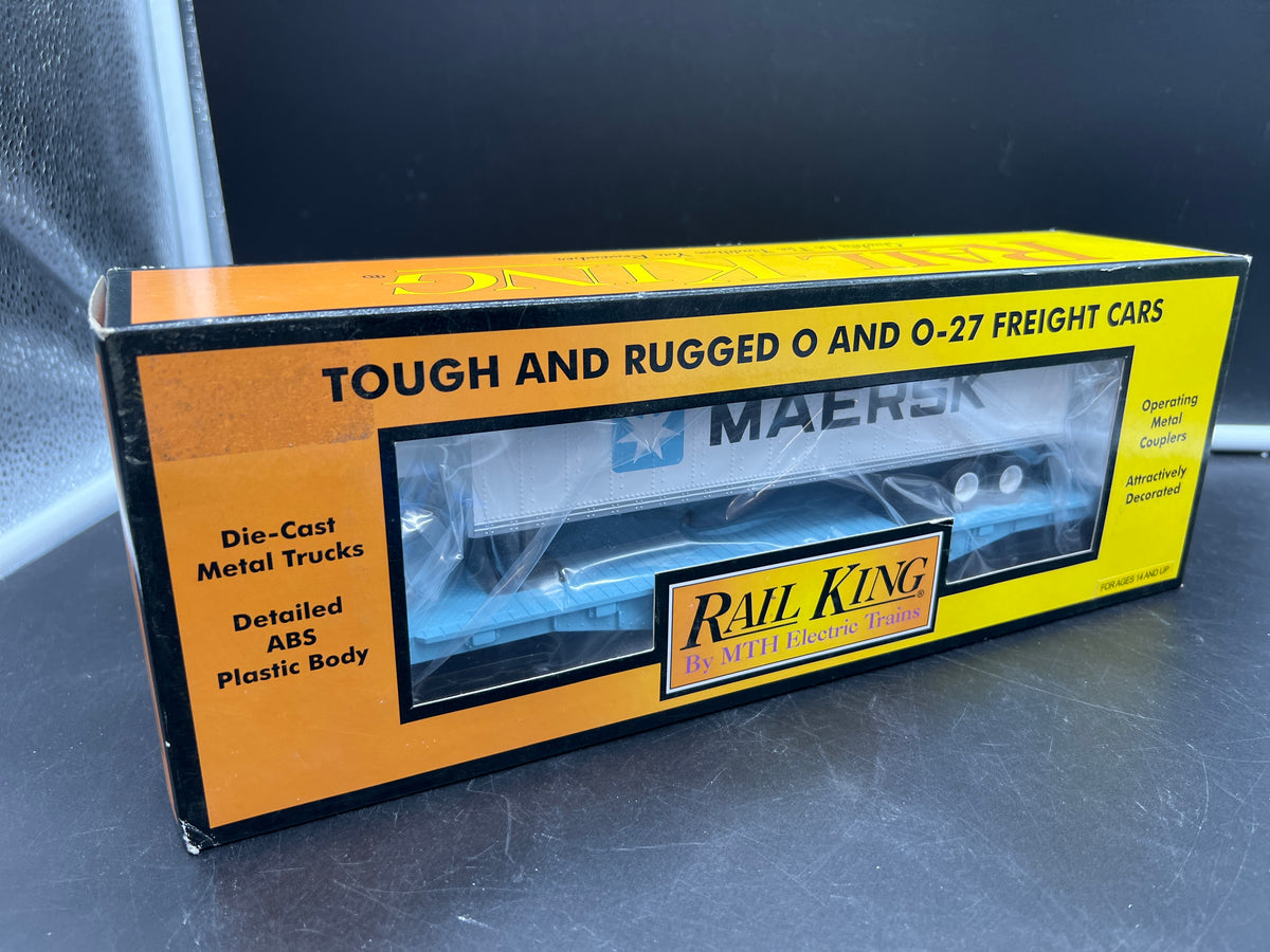 MTH Railking 30-76333 Maersk Flat Car w/ Trailer - Maersk Intermodal O