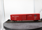Atlas 7530 ACF 60' S.D. BURLINGTON DECORATED AUTO PARTS BOX CAR 2 rail O SCALE WEATHERED / CUSTOM decorated AS IS Used Damaged Box
