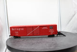 Atlas 7550 ATLAS BURLINGTON DECORATED ACF 60' D.D. AUTO PARTS BOX CAR 2 rail O SCALE WEATHERED (custom decorated) AS IS Used
