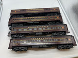 Williams 4 Car Pennsylvania Railroad PRR Broadway Limited Passenger Car set O SCALE Used Excellent