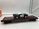 Lionel 6-26906 Southern Pacific SP flatcar with die-cast Corgi 1957 Chevy police car O SCALE NEW