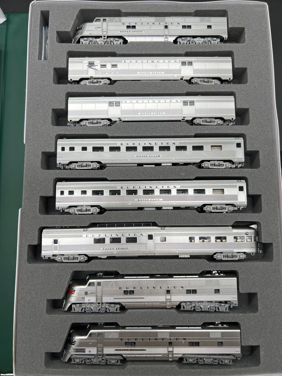 Kato 106 090 CB Q EMD E5A Silver Streak Zephyr 6 Unit Set PLUS 2 Additional E5 Locomotives N Scale