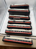 MTH 30-67198, 30-67199, 8607 New Haven Passenger RailKing 7-Car Streamlined Passenger Set Rare Red Letters O Scale Like New