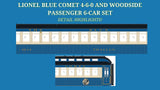 Brady's Train Outlet Custom Run Lionel 2431950 Legacy Central New Jersey Blue Comet 4-6-0 #168 with 6 Woodside Passenger Cars O Scale Limited