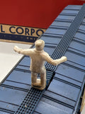 LIONEL POSTWAR 3424 BLUE WABASH BOXCAR OPERATING BRAKEMAN W/ FIGURE O SCALE Used as is Excellent Damaged Box