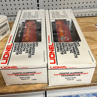 Lionel 6-9589, 9590, 9591, 9593 Southern Pacific Daylight Painted Aluminum Passenger Car Set (Set of 4) o-scale