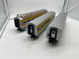 MTH 33-6029, 33-6030, 33-6031 Santa Fe O-27 Streamlined Coach, Combine, and Full-Length Vista Dome Car Set (Set of 3 Passenger Cars) O Scale Like New