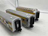 MTH 33-6029, 33-6030, 33-6031 Santa Fe O-27 Streamlined Coach, Combine, and Full-Length Vista Dome Car Set (Set of 3 Passenger Cars) O Scale Like New