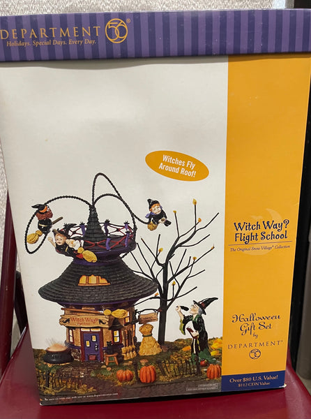 Department 56 56.55347 Witch Way? Flight School Halloween Gift Set