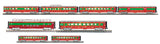 MTH 30-68266 Christmas Streamlined 4 Car Passenger Set w/ LED Lights, 30-68268  Streamlined 2 Car Set, 30-68269 Coach Car, 30-68270 Christmas Streamlined Vista Dome w/LED Lights Limited O Scale NEW