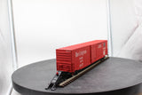 Atlas 7530 ACF 60' S.D. BURLINGTON DECORATED AUTO PARTS BOX CAR 2 rail O SCALE WEATHERED / CUSTOM decorated AS IS Used Damaged Box