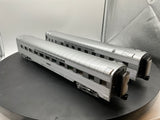 MTH Premier 20-66196 Santa Fe 2-Car 70' Streamlined Sleeper/Diner Passenger Set (Ribbed Sided) O Scale Like New Damaged Box