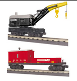MTH RailKing 30-79650, 30-79654 Norfolk Southern NS Crane Car and Crane Tender Car (Set of 2) O Scale NEW