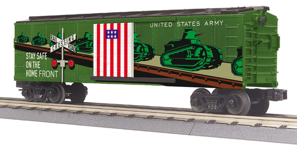 MTH 30-74973 U.S. Army Box Car w/Blinking LED's IND