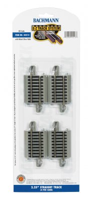 Bachmann 44513 E-Z Track System HO Scale 2.25" Straight Track 4 per pack
