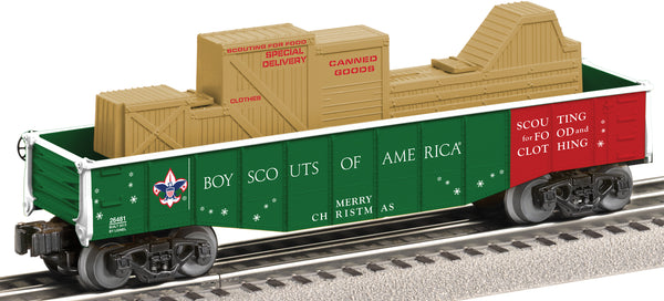 Boy Scouts of America Gondola Scouting for Food and Clothing Merry Christmas Green and Red with White Letters