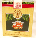 Hallmark Ornament 1991 Claus & Co RR set of 4 train ornaments plus display SZAZ